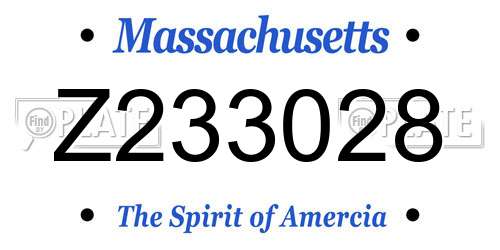 Z233028 Massachusetts License Plate