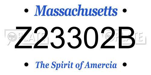 Z23302B Massachusetts License Plate