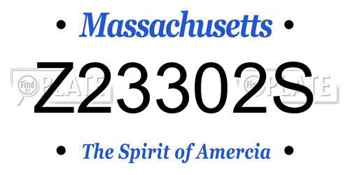 Z23302S Massachusetts License Plate
