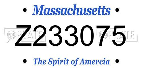 Z233075 Massachusetts License Plate