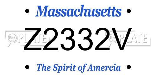 Z2332V Massachusetts License Plate