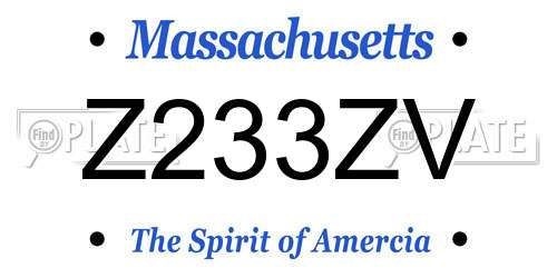 Z233ZV Massachusetts License Plate