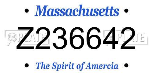 Z236642 Massachusetts License Plate