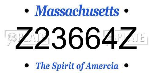 Z23664Z Massachusetts License Plate