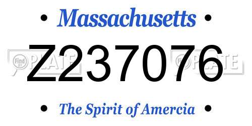 Z237076 Massachusetts License Plate