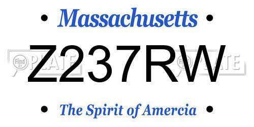 Z237RW Massachusetts License Plate