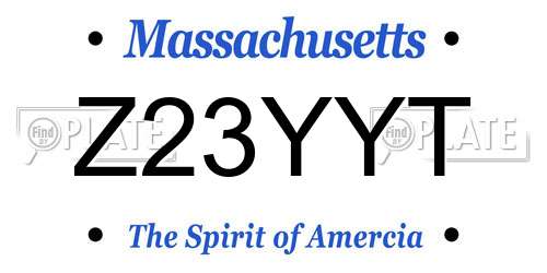 Z23YYT Massachusetts License Plate