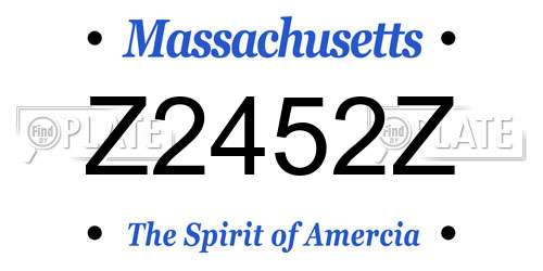 Z2452Z Massachusetts License Plate