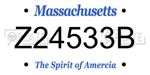 Z24533B Massachusetts License Plate