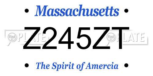 Z245ZT Massachusetts License Plate