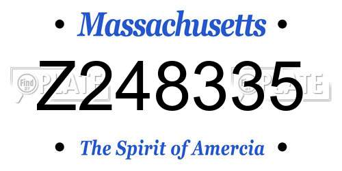 Z248335 Massachusetts License Plate