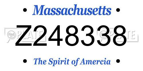Z248338 Massachusetts License Plate