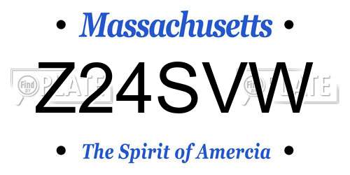 Z24SVW Massachusetts License Plate
