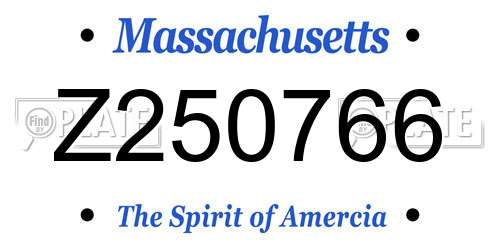 Z250766 Massachusetts License Plate