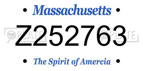 Z252763 Massachusetts License Plate