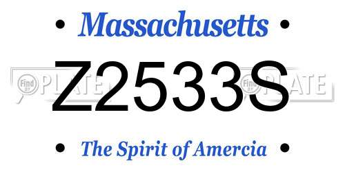 Z2533S Massachusetts License Plate