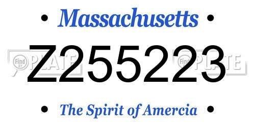 Z255223 Massachusetts License Plate