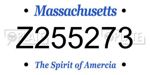 Z255273 Massachusetts License Plate