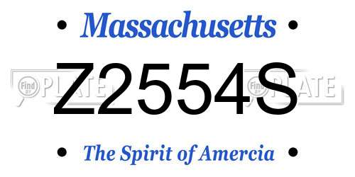 Z2554S Massachusetts License Plate