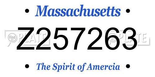 Z257263 Massachusetts License Plate