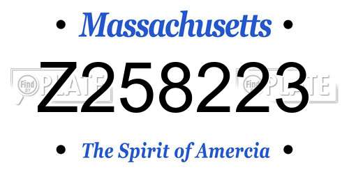 Z258223 Massachusetts License Plate
