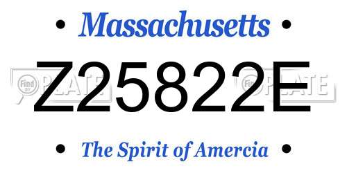Z25822E Massachusetts License Plate