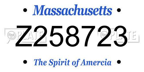 Z258723 Massachusetts License Plate