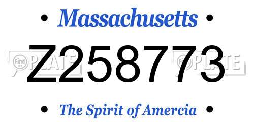 Z258773 Massachusetts License Plate