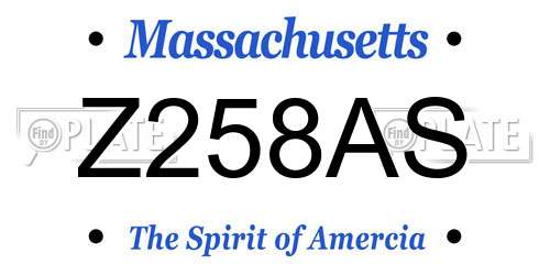 Z258AS Massachusetts License Plate