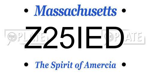 Z25IED Massachusetts License Plate
