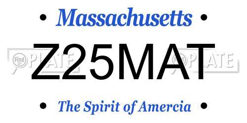 Z25MAT Massachusetts License Plate