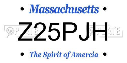 Z25PJH Massachusetts License Plate