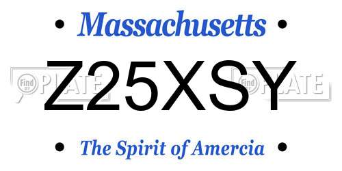 Z25XSY Massachusetts License Plate