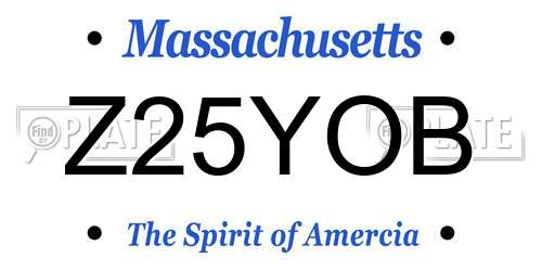 Z25YOB Massachusetts License Plate