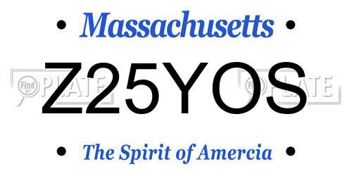 Z25YOS Massachusetts License Plate