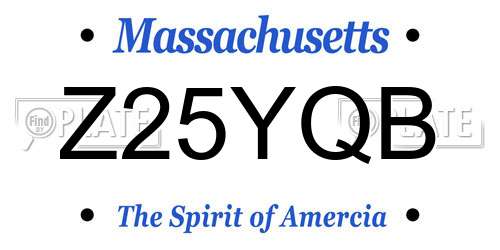Z25YQB Massachusetts License Plate