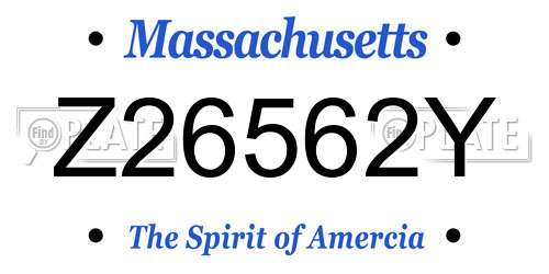 Z26562Y Massachusetts License Plate