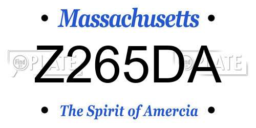 Z265DA Massachusetts License Plate