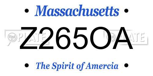 Z265OA Massachusetts License Plate