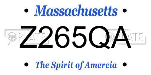 Z265QA Massachusetts License Plate