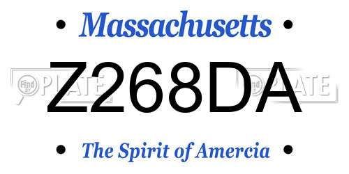 Z268DA Massachusetts License Plate