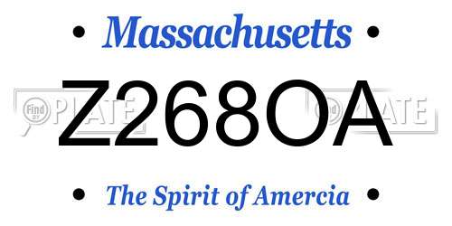 Z268OA Massachusetts License Plate