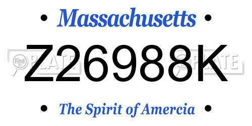 Z26988K Massachusetts License Plate