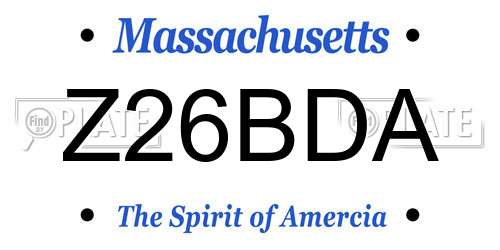 Z26BDA Massachusetts License Plate