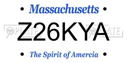 Z26KYA Massachusetts License Plate