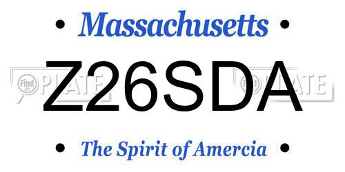 Z26SDA Massachusetts License Plate