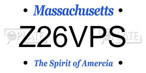 Z26VPS Massachusetts License Plate