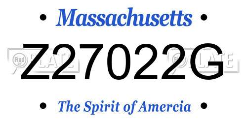 Z27022G Massachusetts License Plate