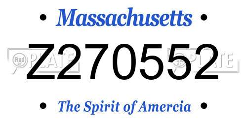 Z270552 Massachusetts License Plate