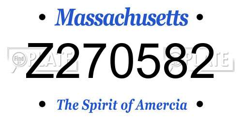 Z270582 Massachusetts License Plate